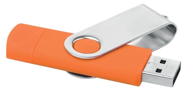 Obrázky: Oranžový OTG Twister USB flash disk s USB-C, 4GB, Obrázok 4