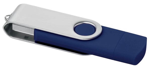 Obrázky: Tmav.modrý OTG Twister USB flash disk s USB-C, 8GB