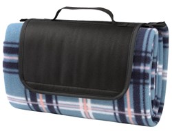 Obrázky: Modrá flísová pikniková deka s izolační vrstvou