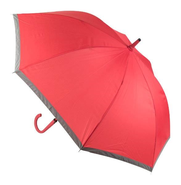 Obrázky: Automat.vetruodolný dáždnik s reflex.lemom,červený
