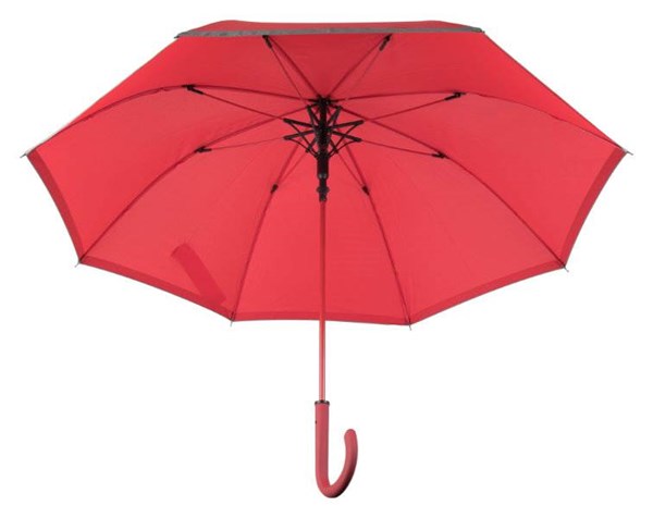 Obrázky: Automat.vetruodolný dáždnik s reflex.lemom,červený, Obrázok 4