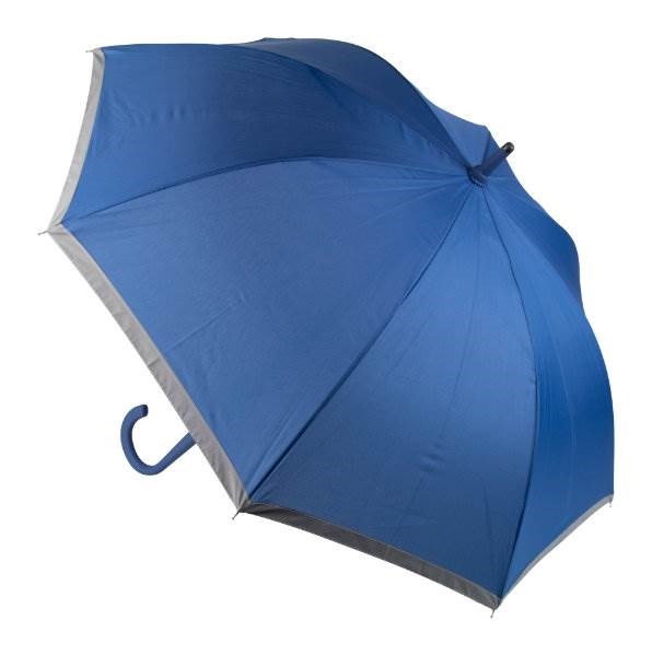 Obrázky: Automat. vetruodolný dáždnik s reflex. lemom,modrý, Obrázok 2