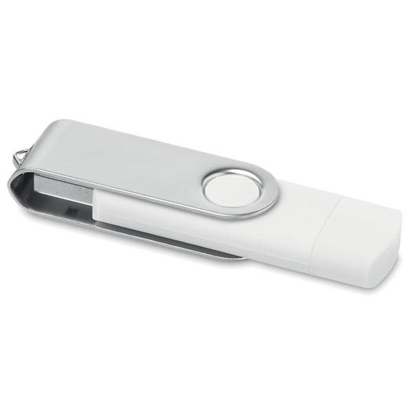 Obrázky: Biely OTG Twister USB flash disk s USB-C, 16GB, Obrázok 3