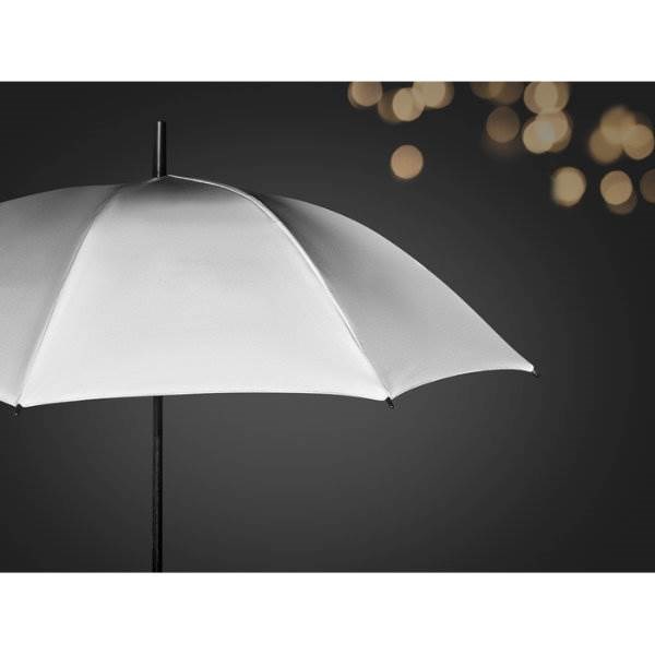 Obrázky: Klasický strieborný reflexný dáždnik,vetruodolný, Obrázok 2