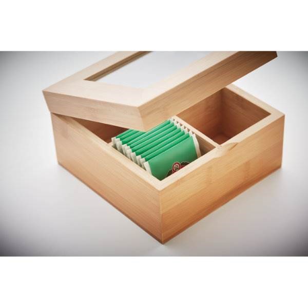 Obrázky: Bambusová krabica na čaj s okienkom, 4 priehradky, Obrázok 4