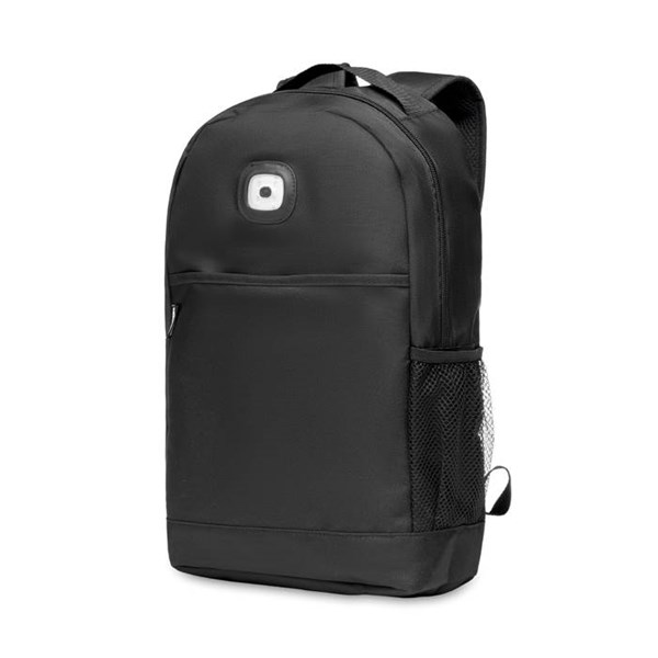 Obrázky: Čierny ruksak z RPET s COB svetlom