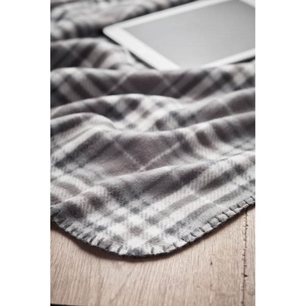 Obrázky: Kockovaná flísová deka z RPET v obale, šedá, Obrázok 2