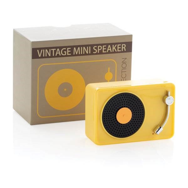 Obrázky: Mini Vintage bezdrôtový reproduktor 3W, žltý, Obrázok 9