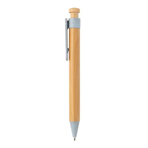 Obrázky: Bambusové pero s modrým klipom z pšeničnej slamy, Obrázok 2