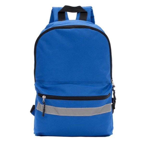 Obrázky: Modrý polyesterový ruksak s reflexným pásom, Obrázok 3