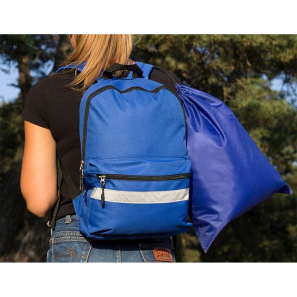 Obrázky: Modrý polyesterový ruksak s reflexným pásom, Obrázok 4