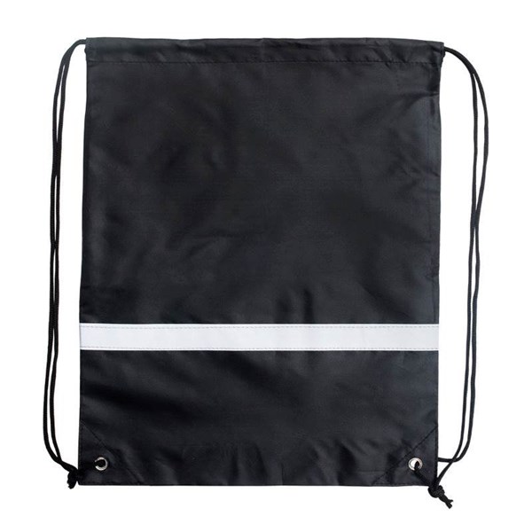 Obrázky: Sťahovací ruksak sreflexným pásikom, čierny, Obrázok 3