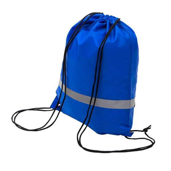 Obrázky: Sťahovací ruksak sreflexným pásikom, modrý, Obrázok 2