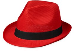 Obrázky: Červený klobúk Trilby s čiernou stuhou