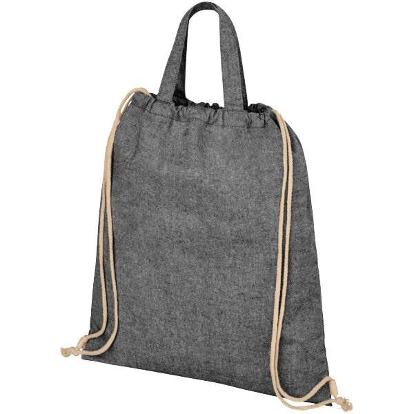 Obrázky: Čierna taška/ruksak z recykl. bavlny, 210g, Obrázok 2