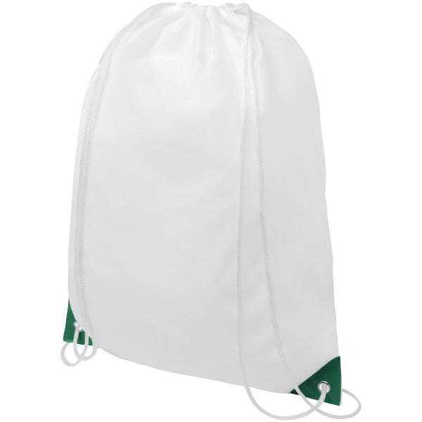 Obrázky: Biely ruksak so zelenými rohmi