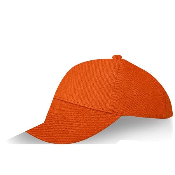 Obrázky: Oranžová 5panelová čiapka s kovovou prackou