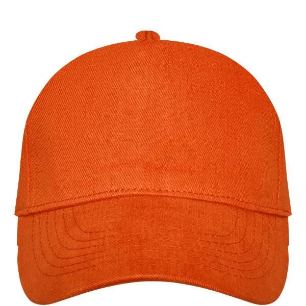 Obrázky: Oranžová 5panelová čiapka s kovovou prackou, Obrázok 3