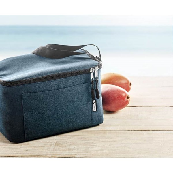Obrázky: Chladiaca RPET taška na plechovky, modrá melanž, Obrázok 2