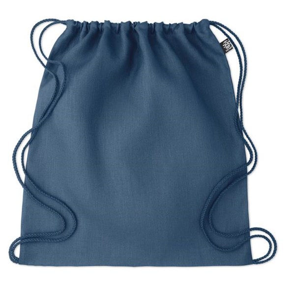 Obrázky: Modrý sťahovací ruksak z konopnej látky, Obrázok 1