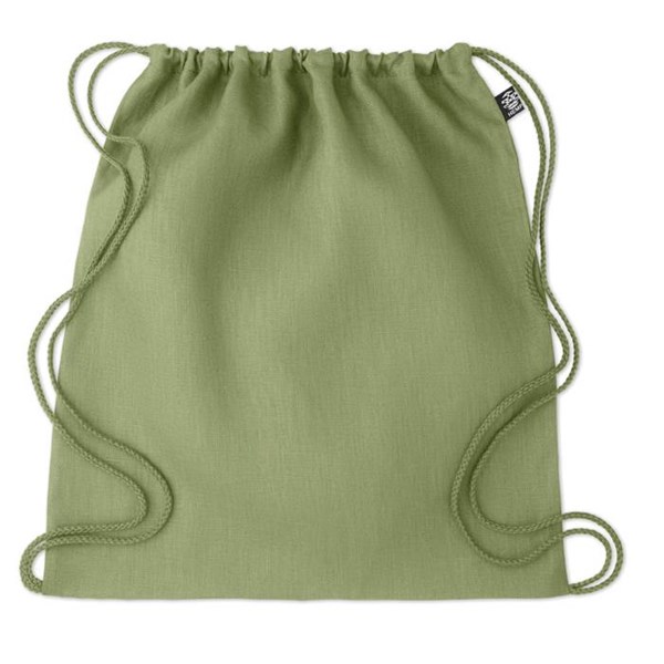Obrázky: Zelený sťahovací ruksak z konopnej látky