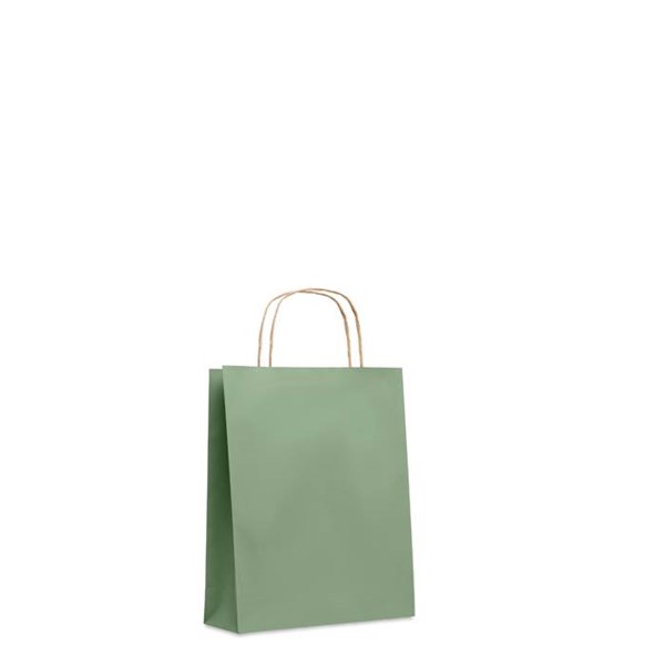 Obrázky: Papierová taška zelená 18x8x21cm, skrútená rukoväť