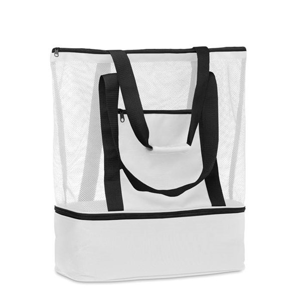 Obrázky: Sieťovaná RPET nákupná alebo plážová taška, biela, Obrázok 1