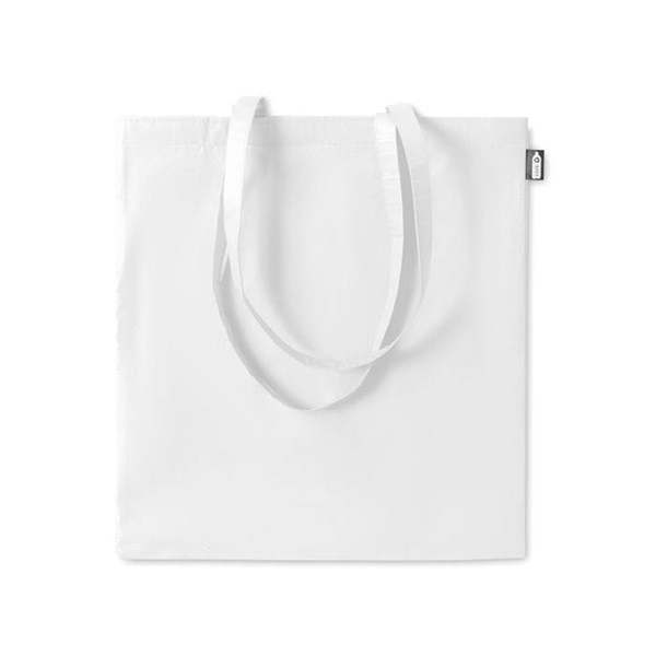 Obrázky: Biela laminovaná nákupná taška z netkanejho RPET