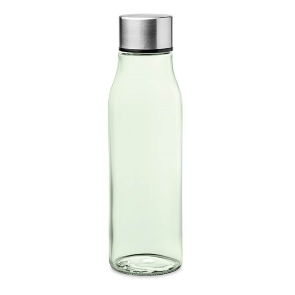 Obrázky: Sklenená zelená transparent. fľaša na pitie, 500ml
