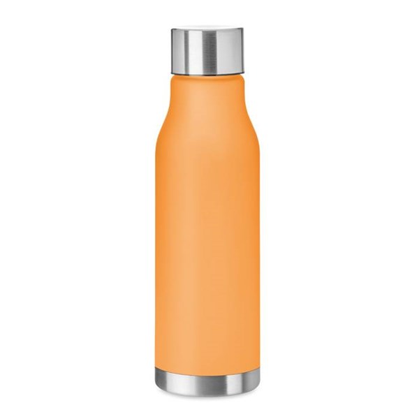 Obrázky: Oranžová fľaša z RPET, pogumovaná úprava, 600ml