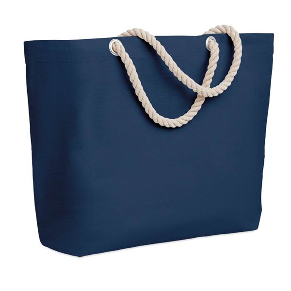 Obrázky: Modrá taška z bavlny, skrútená rukoväť, Obrázok 1