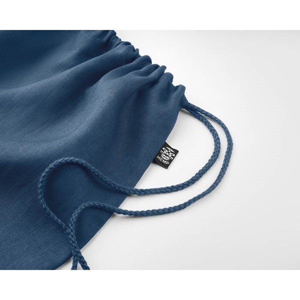 Obrázky: Modrý sťahovací ruksak z konopnej látky, Obrázok 4