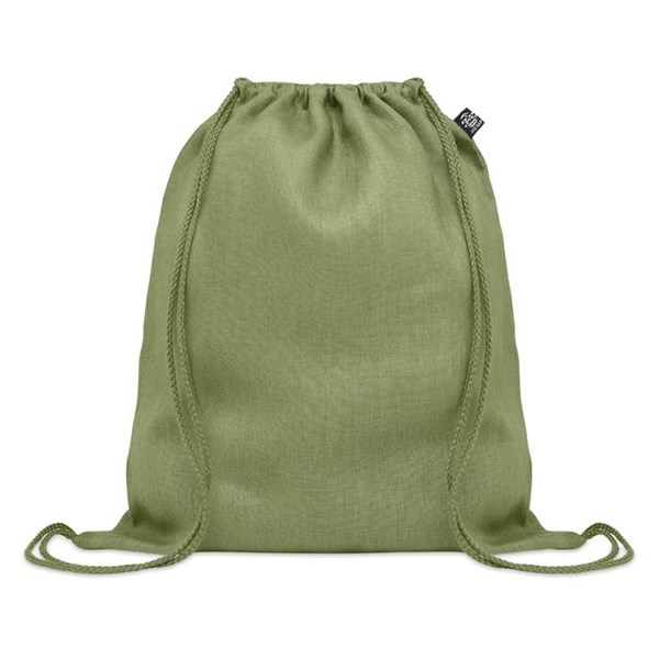 Obrázky: Zelený sťahovací ruksak z konopnej látky, Obrázok 3