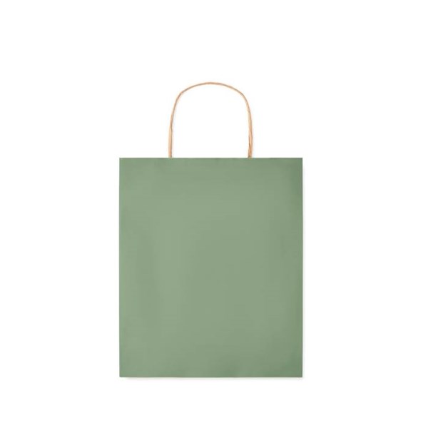 Obrázky: Papierová taška zelená 18x8x21cm, skrútená rukoväť, Obrázok 3