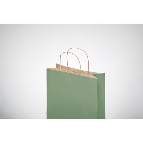 Obrázky: Papierová taška zelená 18x8x21cm, skrútená rukoväť, Obrázok 4