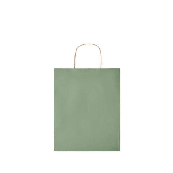 Obrázky: Papierová taška zelená 25x11x32cm, krútená rukoväť, Obrázok 2
