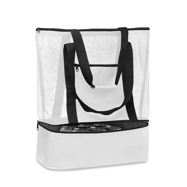 Obrázky: Sieťovaná RPET nákupná alebo plážová taška, biela, Obrázok 2