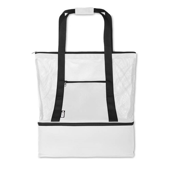 Obrázky: Sieťovaná RPET nákupná alebo plážová taška, biela, Obrázok 3