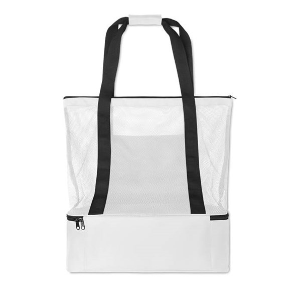 Obrázky: Sieťovaná RPET nákupná alebo plážová taška, biela, Obrázok 4