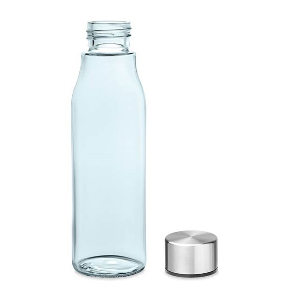 Obrázky: Sklenená modrá transparentná fľaša na pitie, 500ml, Obrázok 2