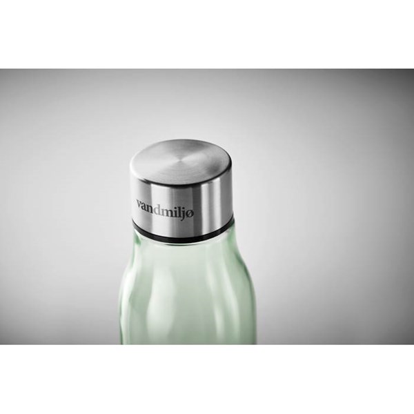 Obrázky: Sklenená zelená transparent. fľaša na pitie, 500ml, Obrázok 5