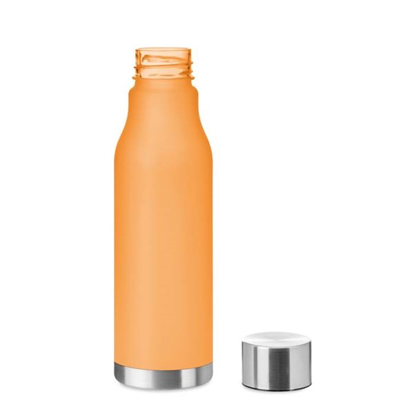Obrázky: Oranžová fľaša z RPET, pogumovaná úprava, 600ml, Obrázok 2