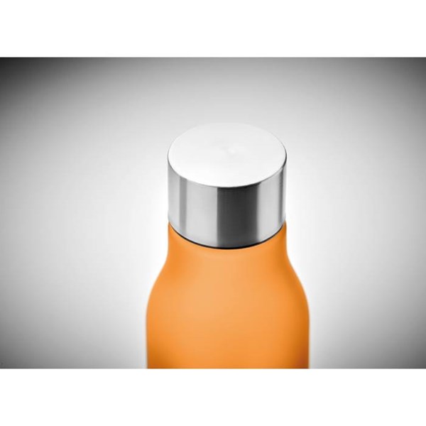 Obrázky: Oranžová fľaša z RPET, pogumovaná úprava, 600ml, Obrázok 5