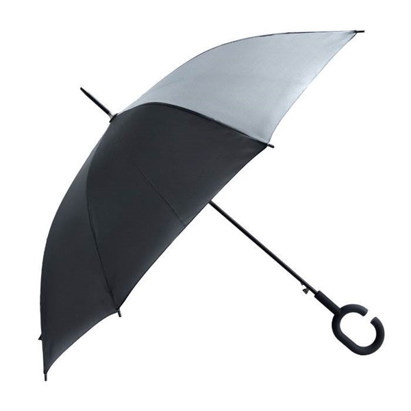 Obrázky: Čierny automatický dáždnik s mäkkou C rukoväťou, Obrázok 1