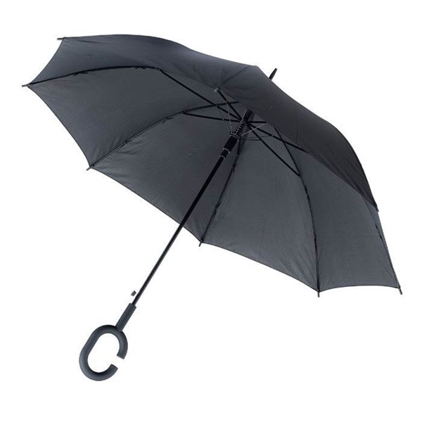 Obrázky: Čierny automatický dáždnik s mäkkou C rukoväťou, Obrázok 2