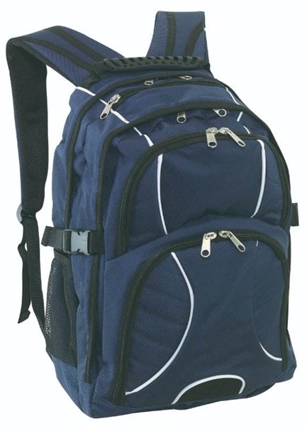 Obrázky: Bohato vybavený ruksak s mnohými vreckami, modrý