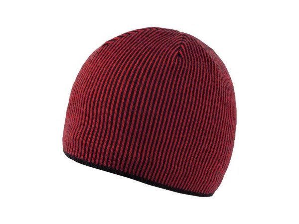 Obrázky: Čierna pletená zimná čiapka s červenými pásikmi, Obrázok 1