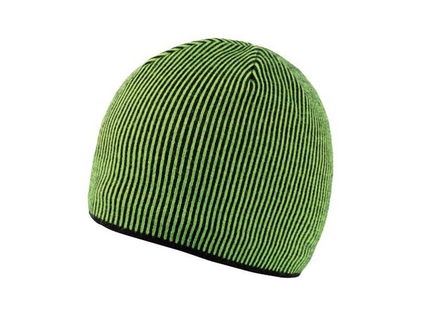 Obrázky: Čierna pletená zimná čiapka so zelenými pásikmi, Obrázok 1