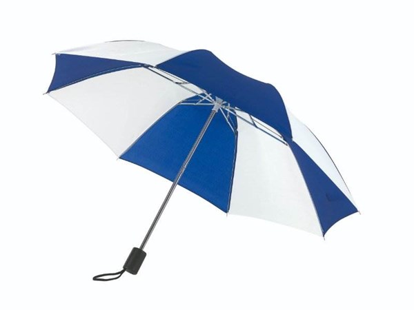 Obrázky: Dvojdielny skladací dáždnik, bielo-modrý, Obrázok 1