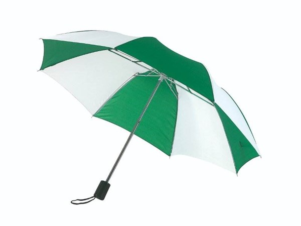 Obrázky: Dvojdielny skladací dáždnik, bíelo-zelený, Obrázok 1